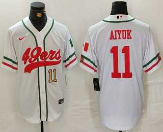Men%27s San Francisco 49ers #11 Brandon Aiyuk Number White Mexico Cool Base Stitched Baseball Jersey